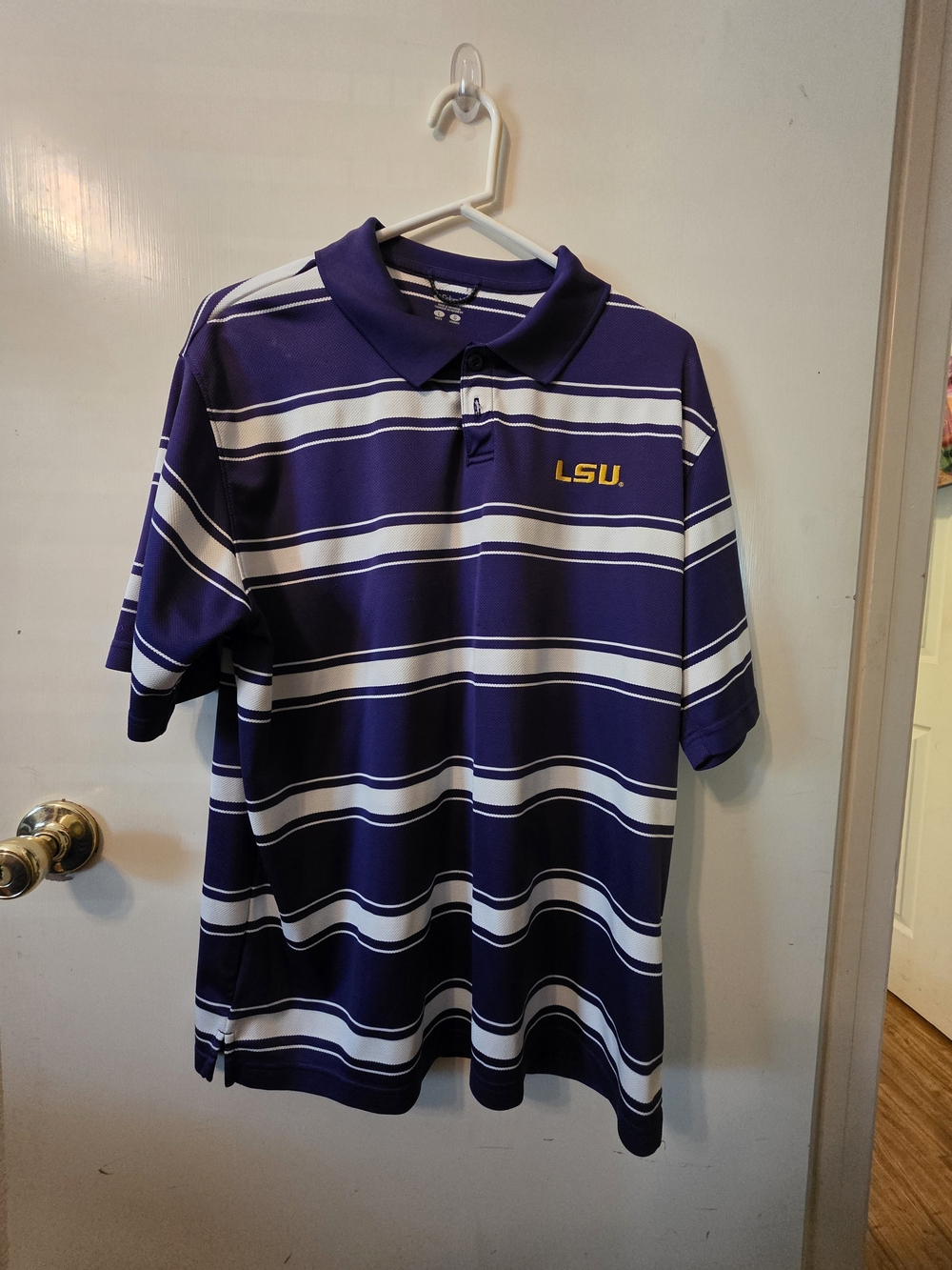 Purple & White Striped Polo Shirt
